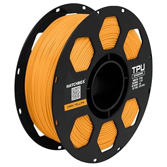 HATCHBOX 1.75mm Dark Yellow TPU 3D Printer Filament Shore 95A, 1 KG Spool, Dimensional Accuracy +/- 0.03 mm, 3D Printing Filament