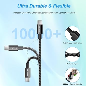 2 Pack USB C Charger Cable, USB Type C Fast Charging Cable Lead- Nylon Braided USB C Sync Cable for S23/S22/S21/S20/S10, A14/A15 A34/A35 A54/A55, Sony, HTC,Huawei (1M+2M)