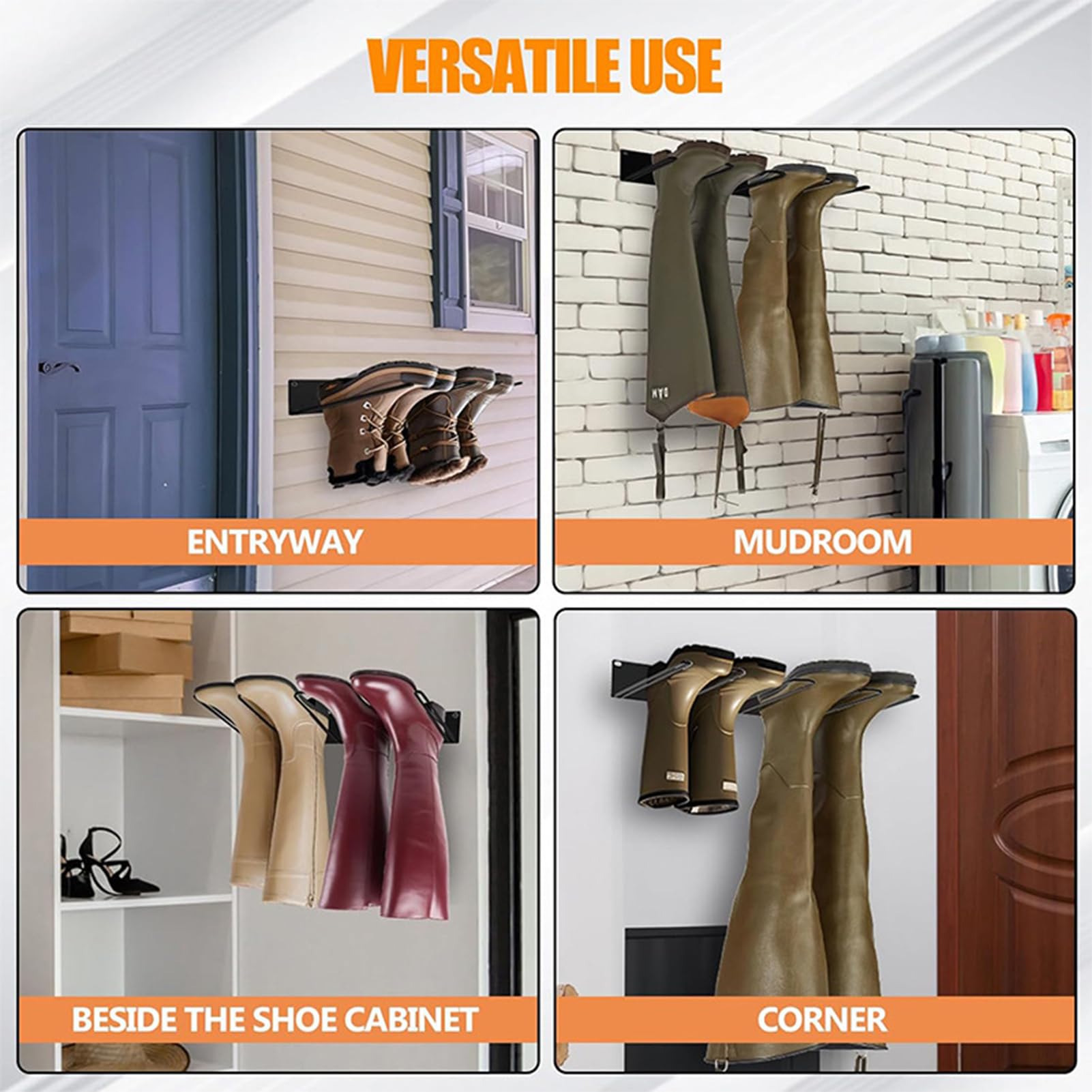 Teksome Welly Stiefelregal – Waden-Aufhänger zur Wandmontage, Stabiler Stiefel-Organizer aus Metall, universeller Stiefelhalter für Schrank, Eingangsbereich, Außenbereich, Garage