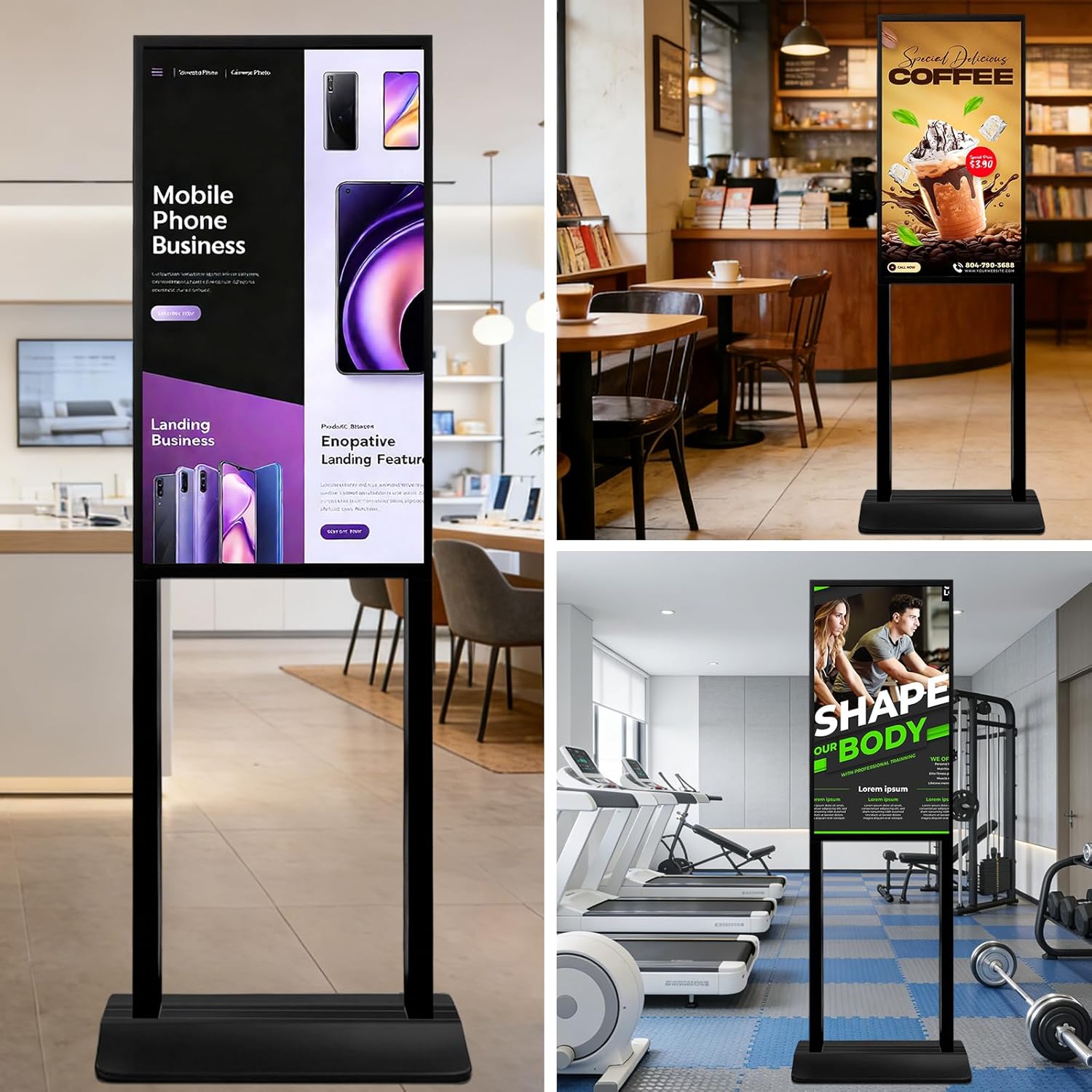 32 Inch Digital Signage Kiosk FHD 1080P G+G Capacitive Touchscreen Advertising Display 700 nits High Brightness Digital Menu Board for Restaurants/Stores