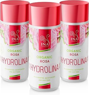 Aqua de Rosas Organica InaEssentials- Hydrolina, tónico hidratante para pieles secas para rostro y cuerpo, cuidado de la piel Hydrolato