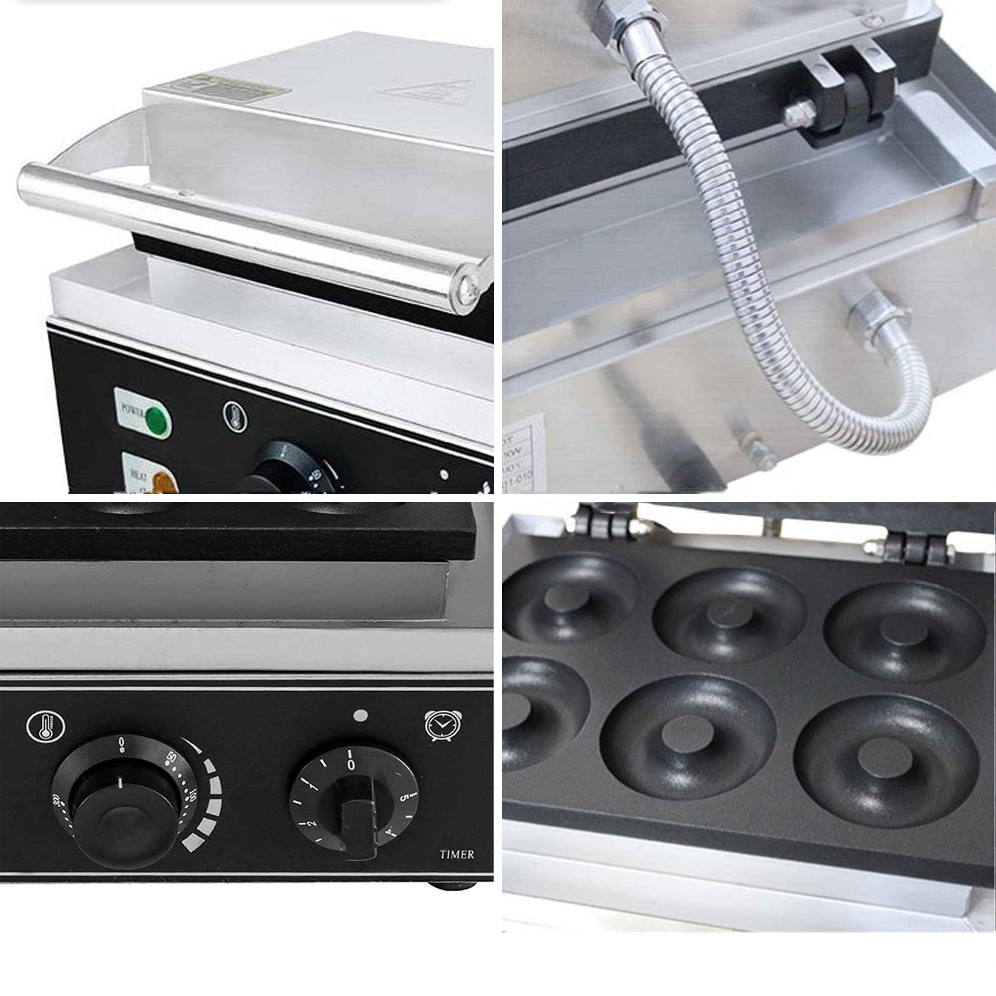 Machine À Beignets Commerciale 1550W, Avec 6 Trous, 50-300 ℃, Moule De Cuisson De Beignets, Gaufres, Beignets, Friteuse À Beignets, Utilisation Pour Boulangerie Professionnelle, Magasin De Desserts,