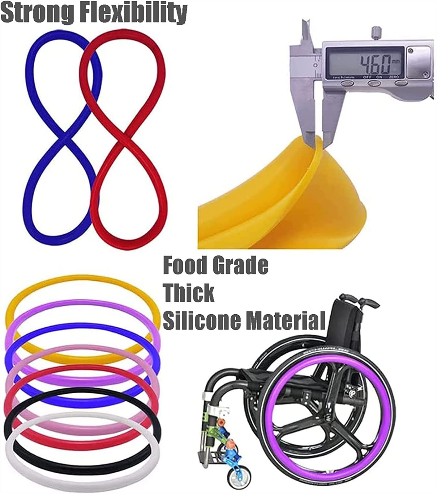 Fundas para Aros para sillas de Ruedas, Accesorios para sillas de Ruedas, Cubiertas para Aros de Empuje para sillas de Ruedas, 1 par de Fundas Antideslizantes y Resistentes al Desgaste, Funda protec