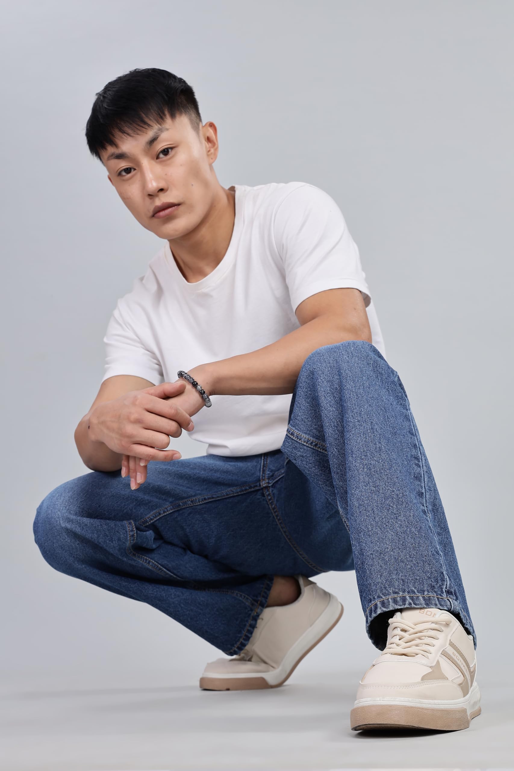 INKD Jeans da uomo classici rilassati - Vita media | 100% cotone | 5 tasche | Jeans larghi da uomo