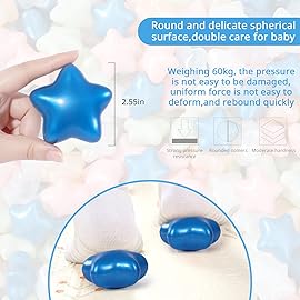 STARBOLO Star Ball Pit Balls 100pcs - 6 Pearl Color Plastic Star Balls BPA&Phthalate Free Non-Toxic Crush Proof Ocean Ball for Toddlers 1-5 Baby Kids Birthday Pool Tent Party (Star).