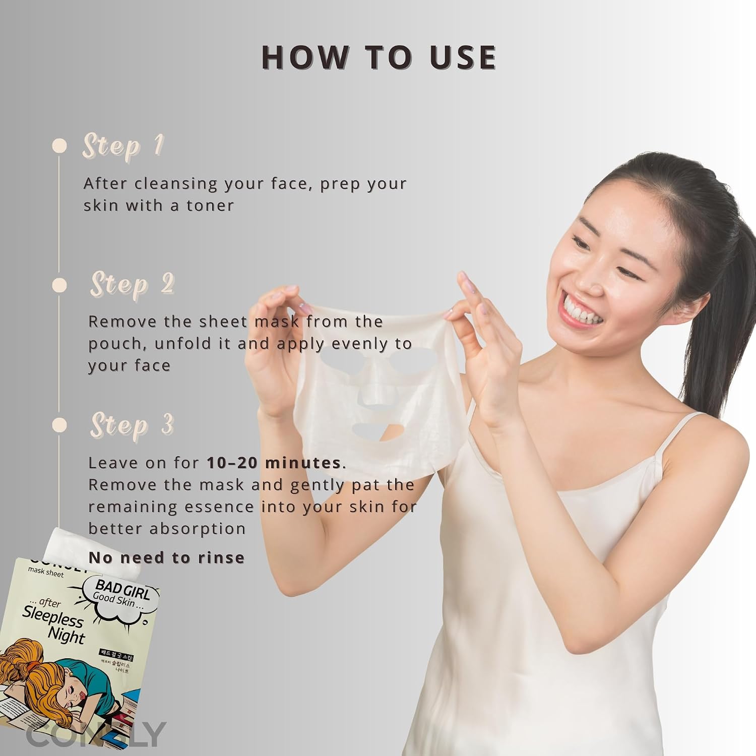 BAD GIRL Korean Sheet Mask Pack – After Sleepless Night | Hydrating & Revitalizing Face Mask | 5 Pack | K-Beauty Skincare | Made in Korea | 23 ml Each
