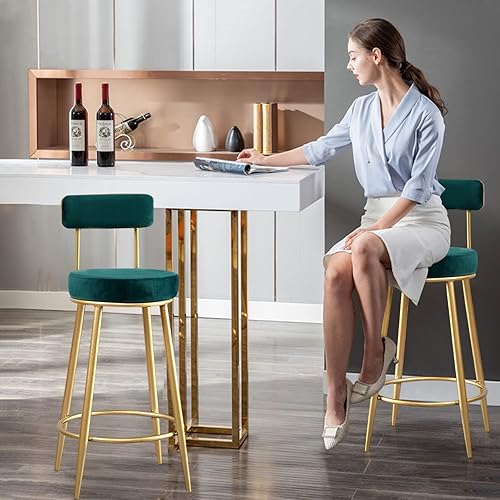 Miniatura 2 de Guyifuny Taburete de bar de cocina juego de 2 silla de mostrador moderna de terciopelo de 256 pulgadas con respaldo para isla de cocina comedor