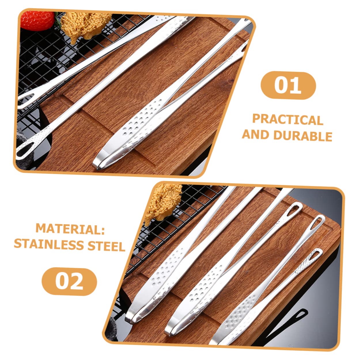 TOYANDONA 3 Sätze Grillzange Teiliges Rutschfeste Kochzange Für Bbq Steak Und Buffet Hitzebeständig Langlebig Für Vielseitige Anwendungen Längen 3 Stücke * 3