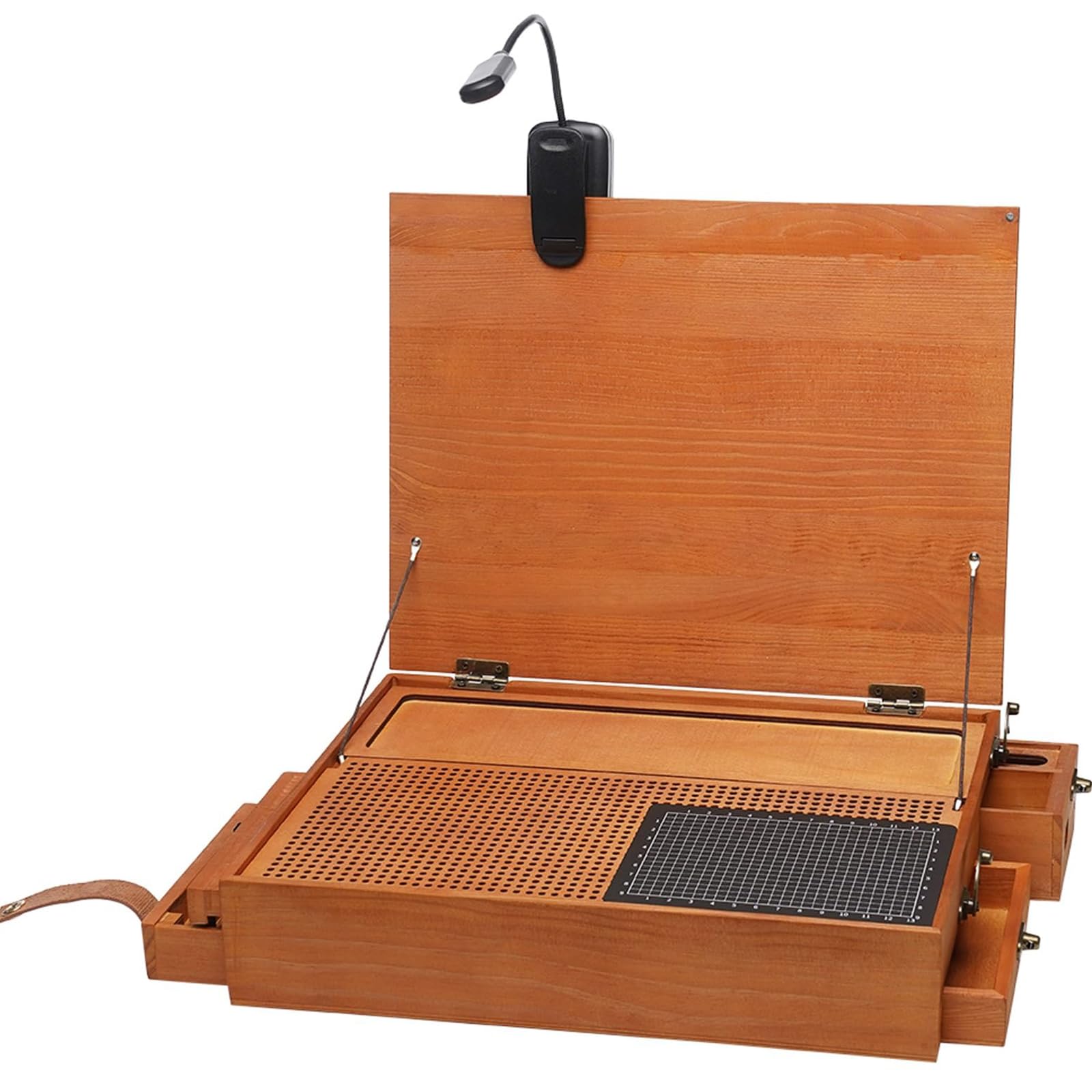 Postazione di lavoro per modellismo, stazione di lavoro in legno per hobby con luce LED e stoccaggio, banco da lavoro pieghevole per fai da te in miniatura, pittura e assemblaggio