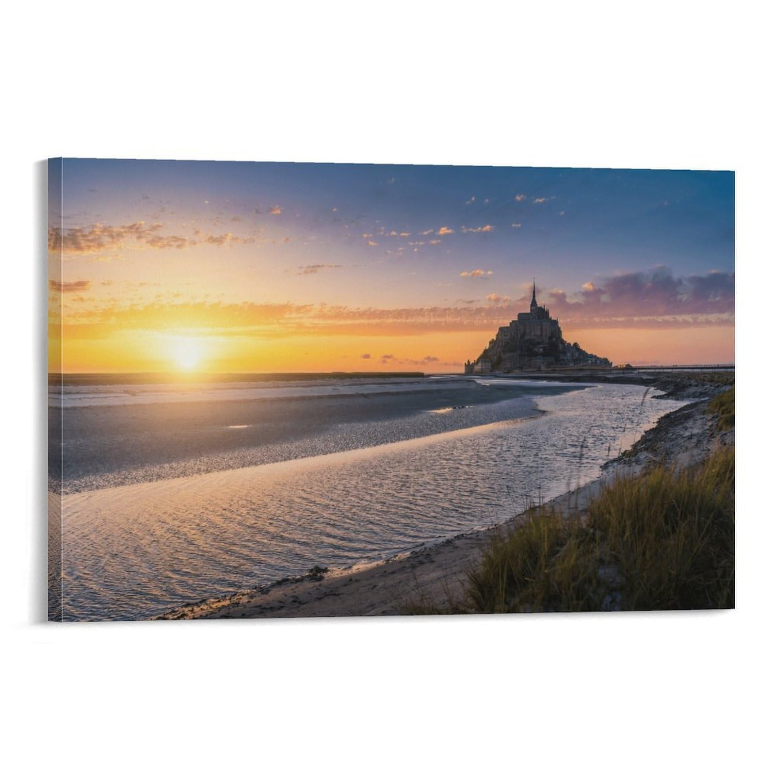XPASHIQWC Mont Saint-Michel France Wall Decor Poster Canvas Prints Picture Modern Wall Art Picture Wall Hanging for Bedroom Living Room Decor 12x18inch(30x45cm)