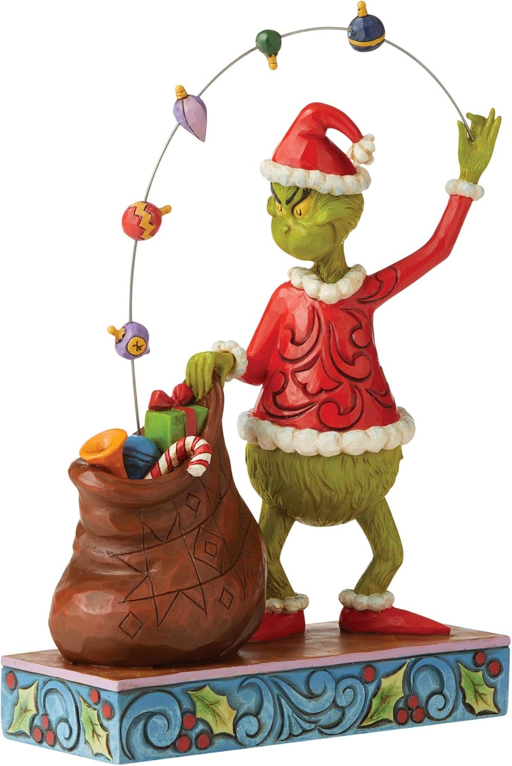 Enesco Jim Shore The Grinch Juggling Gifts Into Bag Figurine, 8.58" H, Multicolor
