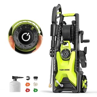 Adjustable 4000 Max PSI Pressure Washer, 2 Max GPM Power Washer with 33 FT Hose Reel, Steel Wand, 500ml Foam Cannon, 4-Nozzle Set, Electric Pressure Washer for Cars, Fences, Patios - Amazon product rated Grade A