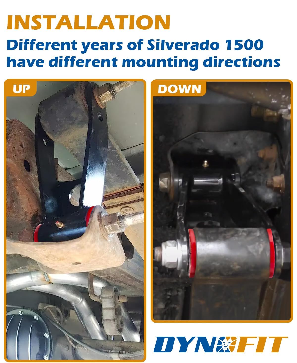 Dynofit 2" Rear Drop Shackles for 1999-2019 Silverado 1500 & Sierra 1500, 1"-2" Lowering Shackle Kit Adjustable Replacement # 410520, Set of 2 Pcs