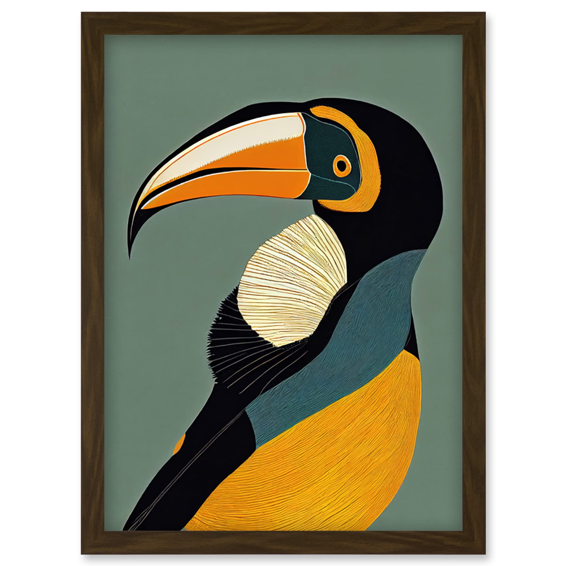 Wee Blue Coo Keel Billed Toucan Bird Portrait Vintage Illustration Artwork Framed Wall Art Print A4