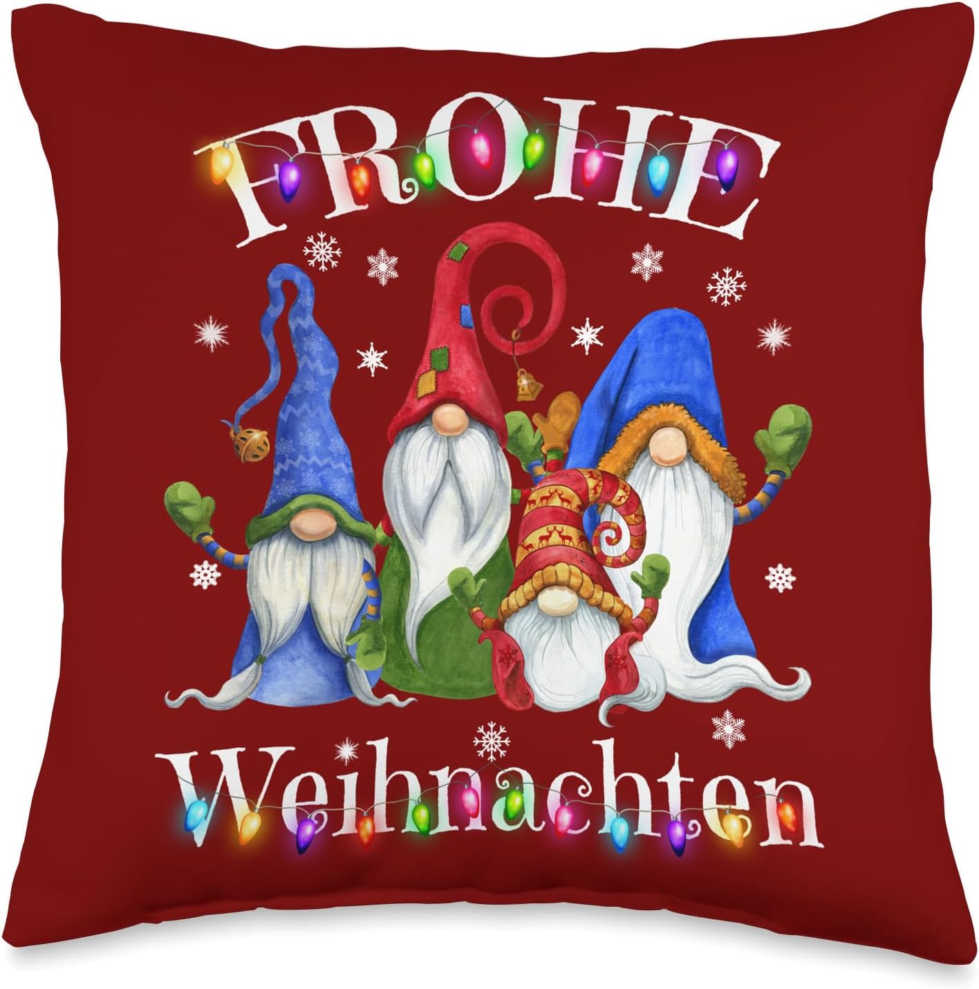 Frohe Weihnachten German Gnome Christmas Decorations Germany Throw Pillow