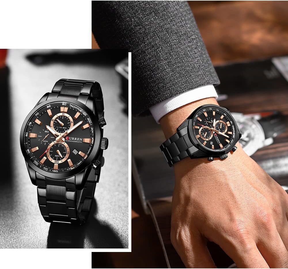 FANMIS Mens Luxury Watches Business Chronograph Dress Waterproof Leather Strap Analog Quartz Wrist Watch - Image 5