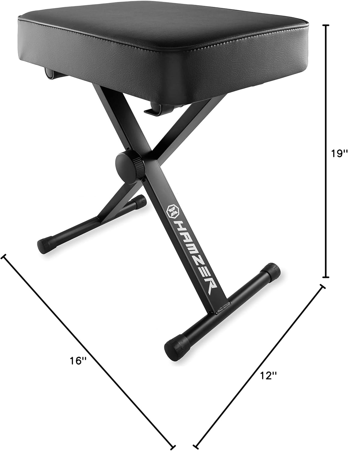 Deluxe Adjustable X-Style Metal Keyboard Bench with Padded Seat
