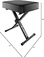 Vista 2 de Hamzer Banco de piano acolchado, taburete ajustable para teclado, plegable y portátil con cojín acolchado, asiento estable y resistente plegable