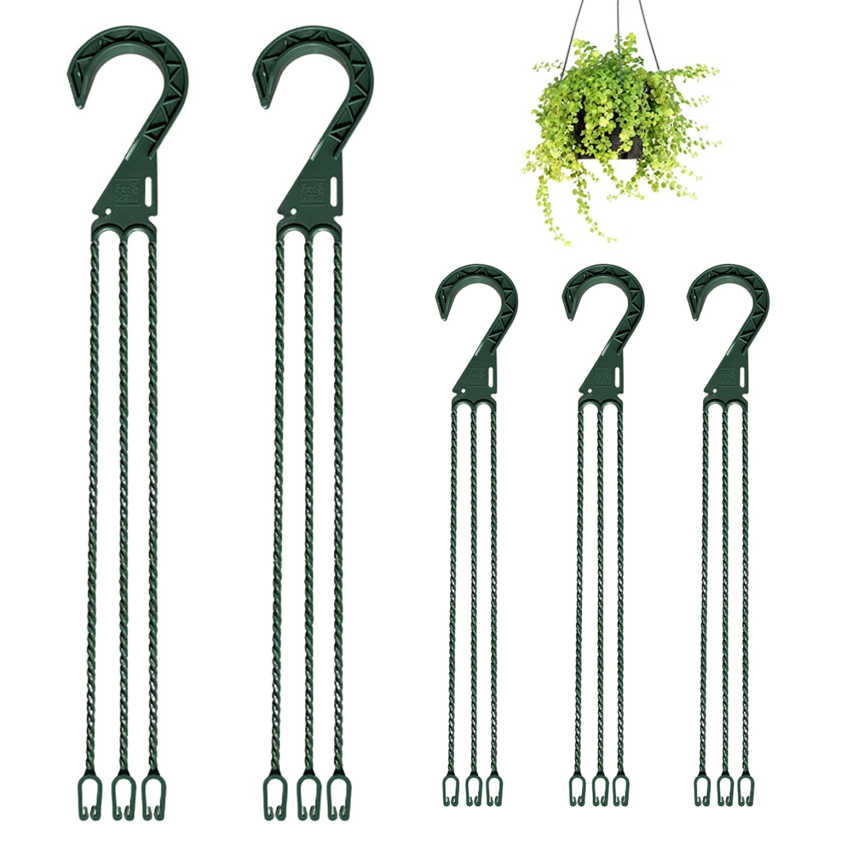 Xjklbyq 5Pcs Hanging Basket Chains 3 Point 17.72 Inch Plastic Hanging Chains For Planters Chain For Hanging Baskets With Hooks For Plant Flower Pots Bird Feeders, Chain For Hanging Baskets