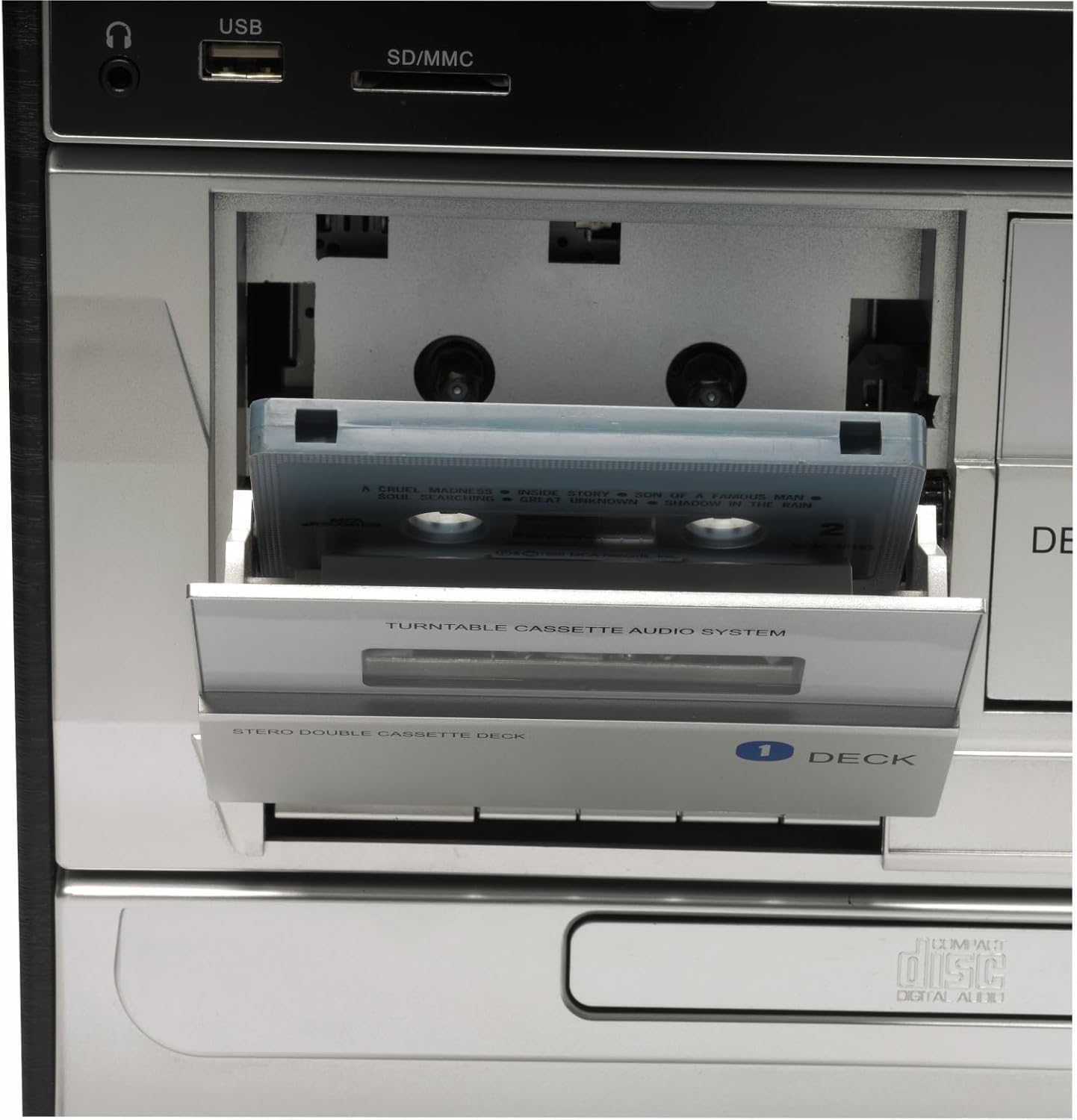 Close-up of Denver MRD-166 cassette deck with tape