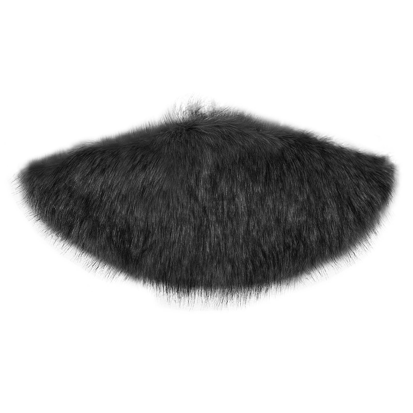FakeFace Viking Faux Fur Shawl Renaissance Cape Medieval Mantle Shoulder Wrap Collar Furry Fur Collar Halloween Cosplay Costume (Black with Leather Headband - Image 4
