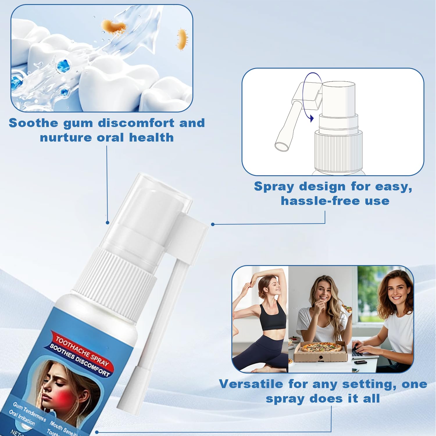 Toothache Relief Spray (0.68FL.OZ) I Mouth Spray Soothes Gum Fast, improves dryness I Gentle Formula, Portable Oral Care for Adults - 5