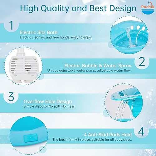 Miniatura 5 de Bañera eléctrica para asiento de inodoro, artículos esenciales posparto, bañera de cuidado posparto para hemorroides, kit de baño para mujeres,