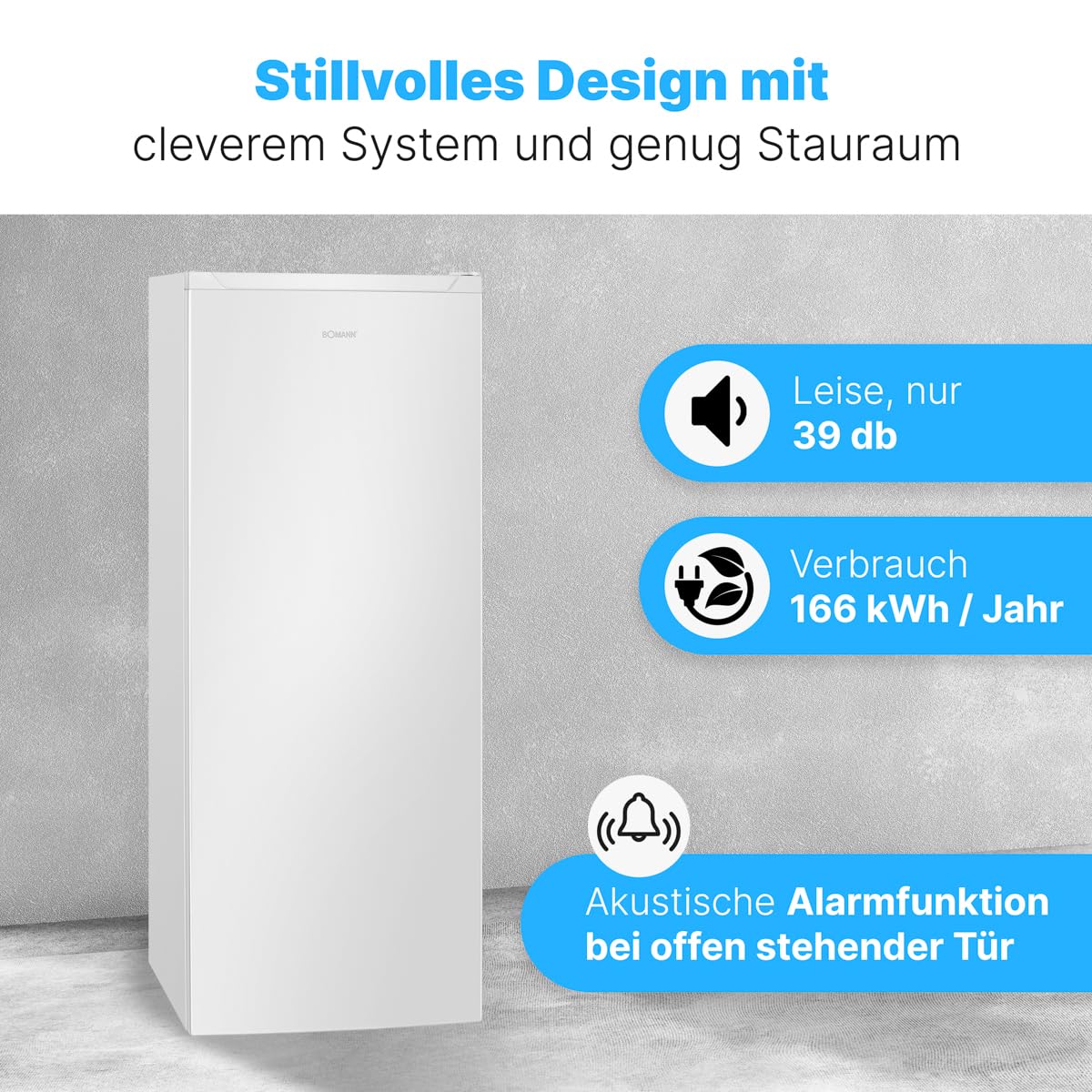 Bomann GS 7343 Gefrierschrank NoFrost freistehend 161 L Total No Frost Schnellgefrierfunktion MultiAirflow weiß