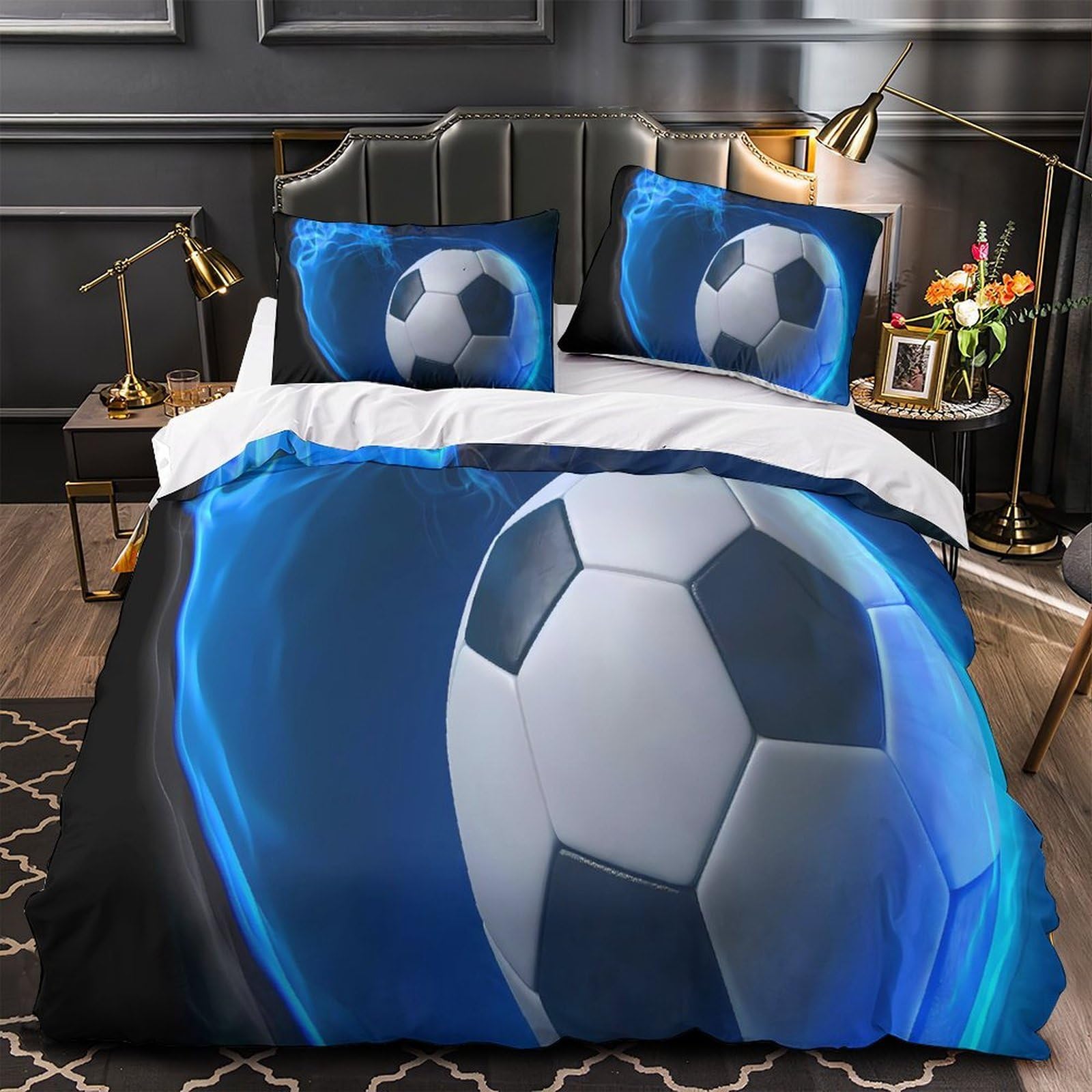 Parure de lit 220x240 foot 3D imprimée en microfibre confortable avec housse de couette