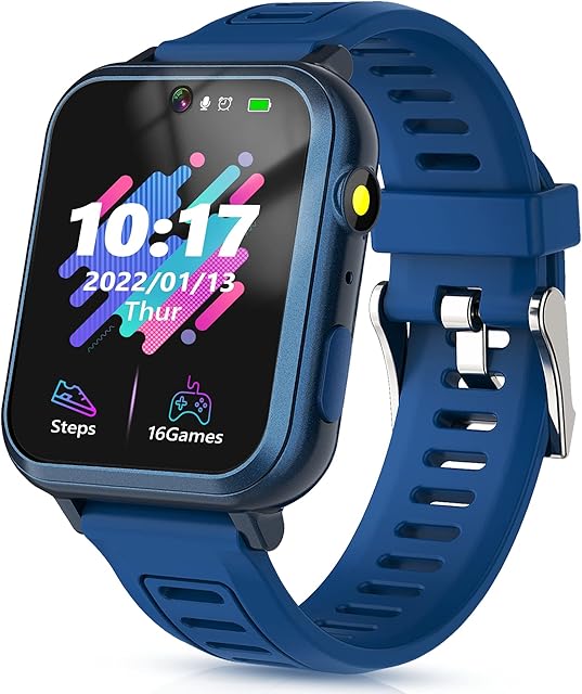 LITEYPP Kids Smart Watch Toys Kids Game Watch for Boys and Girls, Smart Watch for Kids with Games Music Video Camera Step Counter Alarm Flashlight, Gifts for Kids, Navy Blue
