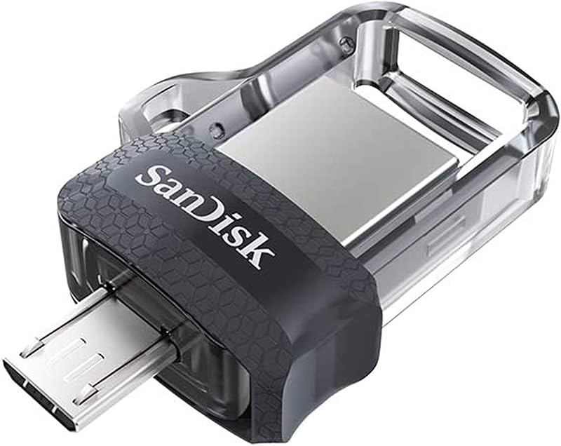 SANDISK 128GB Ultra Dual Drive m3.0, microUSB y USB Type-A, USB 3.0 de alta velocidad, diseño retráctil para dispositivos y computadoras Android - SDDD3-128G-G46, Negro | Unidad flash de 128 GB con conectores duales Micro-USB y USB 3.2 para almacenamiento, transferencias y administración de archivos