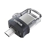 SanDisk 256 GB Ultra Dual Drive m3.0 USB 3.0 Flash Drive z odwracalnymi złączami micro-USB i USB typu A, do smartfonów, tabletów i komputerów z systemem Android, czarno-srebrno-przezroczysty