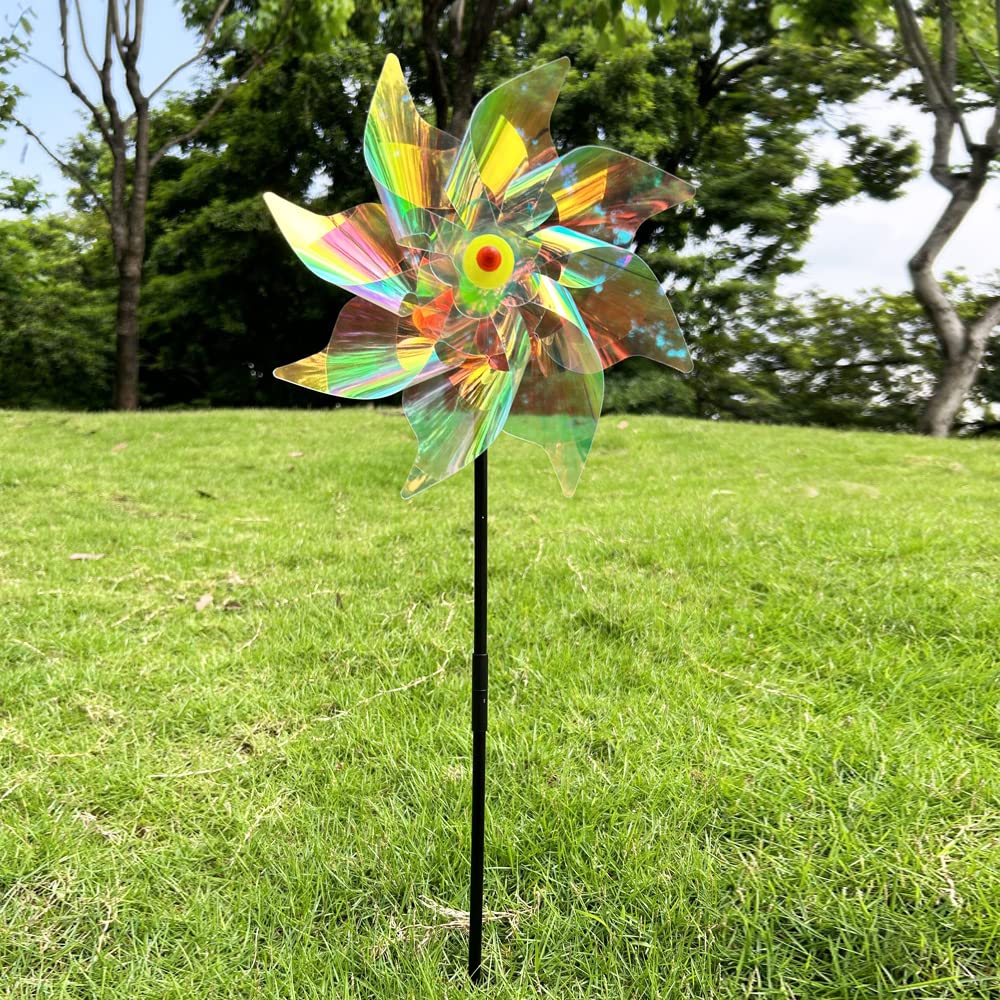 Bird Repellent Windmill,Bird Scarers Windmills For Garden,Pigeon Deterrent Reflective Bird Deterrent Scarer Windmill,Windmills for Children (5) - Image 4