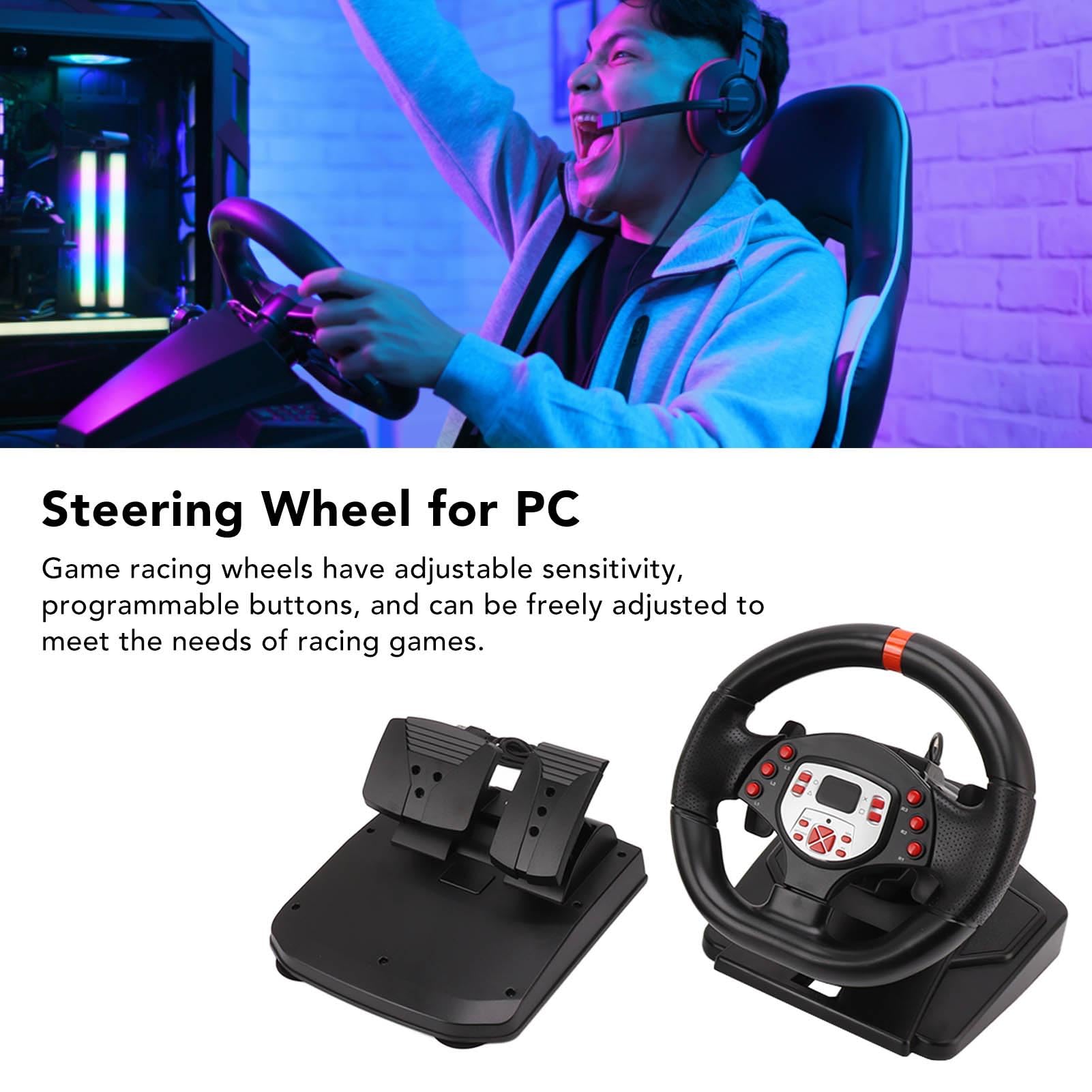 RiToEasysports Volanti da Gioco, Plug And Play Volante per PC USB da 180 Gradi con Pedali per 360 PC per Motori Completi per Switch Motori Elettrici e Parti Accessori per