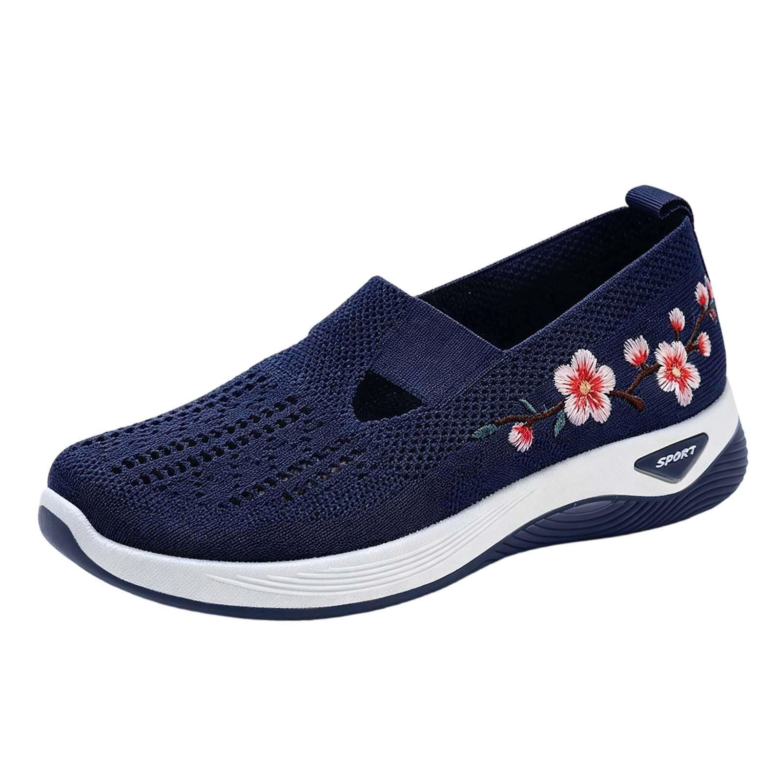 Zapatillas Ortopedicas Mujer Verano Zapatillas Sin Cordones para Caminar Comodos y Ligeros Sandalias Palas Transpirables y Antideslizantes Entrenamiento Deportivas Malla Deporte Zapatos de Diabéticos