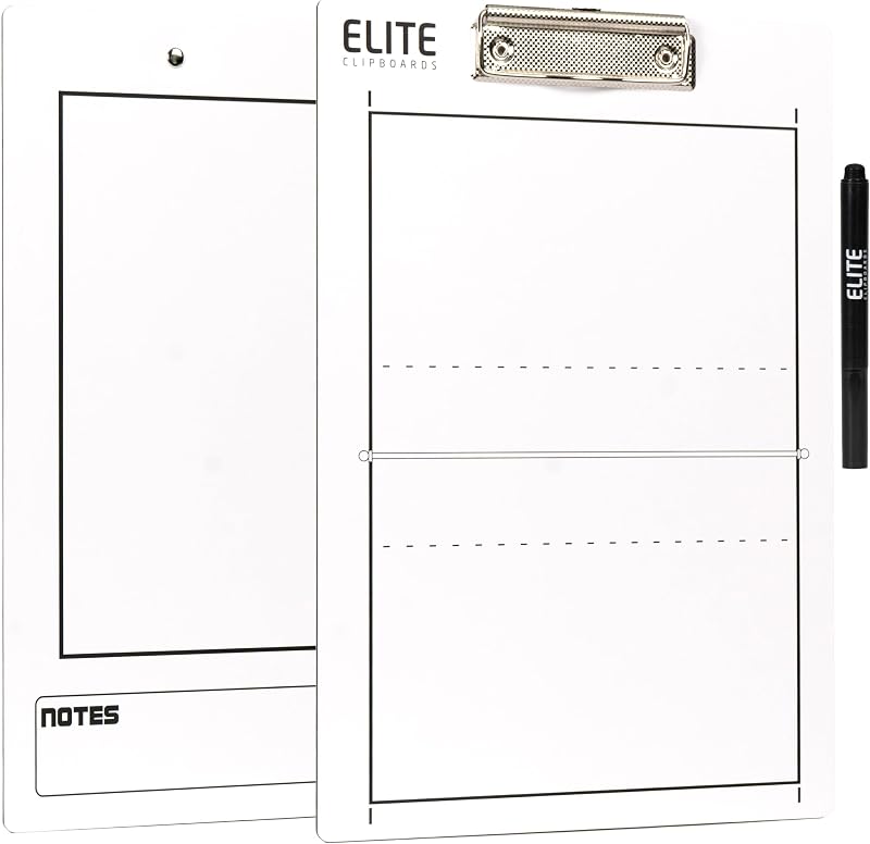 Volleyball White Dry Erase Coaches Clipboard | Double-Side Volleyball Coaching Whiteboard with Marker