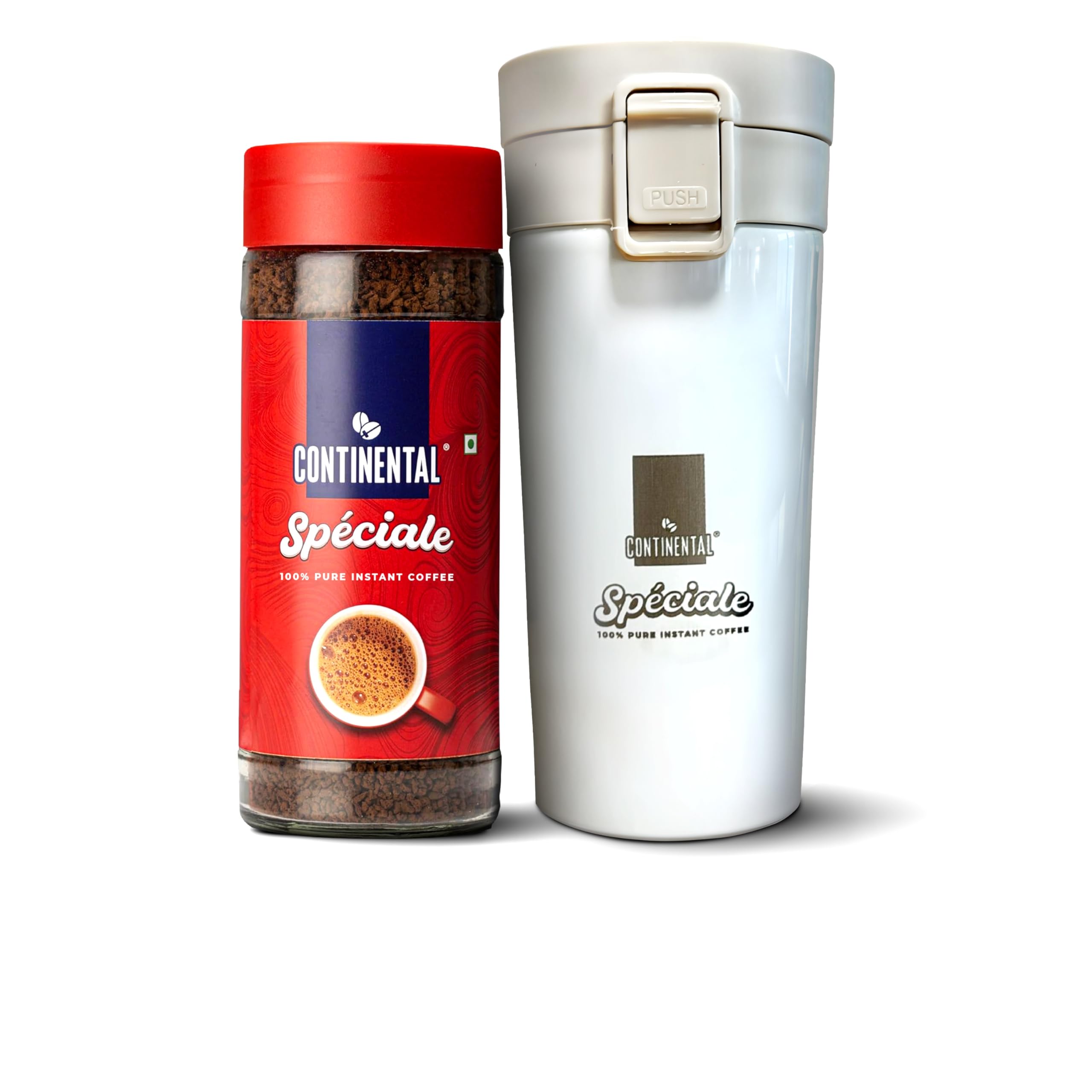 Continental Coffee Speciale Instant Coffee 100 Gram Jar + Tumbler Coffee Mug 300Ml Combo | 100% Pure Coffee Powder | Travel Mug | Hot & Cold Flask