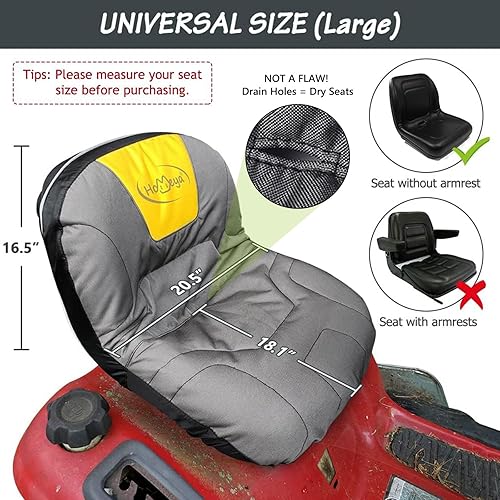 Miniatura 3 de HOMEYA Funda de asiento para cortacésped, resistente al agua, 600D, Oxford, con relleno y bolsillos traseros, para asientos de 12.2 a 14.2 pulgadas
