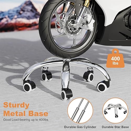 Miniatura 7 de YJHome Taburete rodante, taburetes rodantes con ruedas, reposapiés, respaldo de altura ajustable, capacidad de peso de 400 libras, silla giratoria