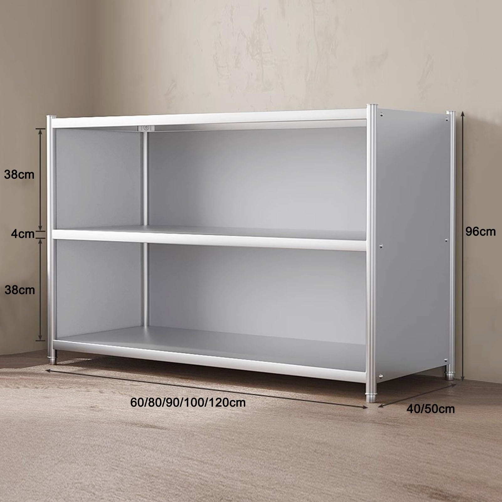 Scaffale da cucina in acciaio inox, resistente, organizer per casa, ristorante, garage, magazzino, scaffale da pavimento per soluzioni di archiviazione efficienti