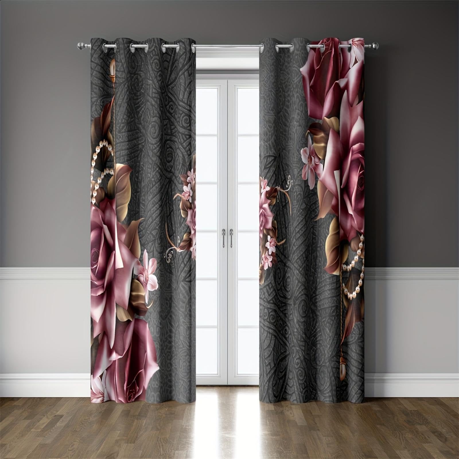 Rideaux occultants imprimé floral finitions haut de gamme pour intérieur
