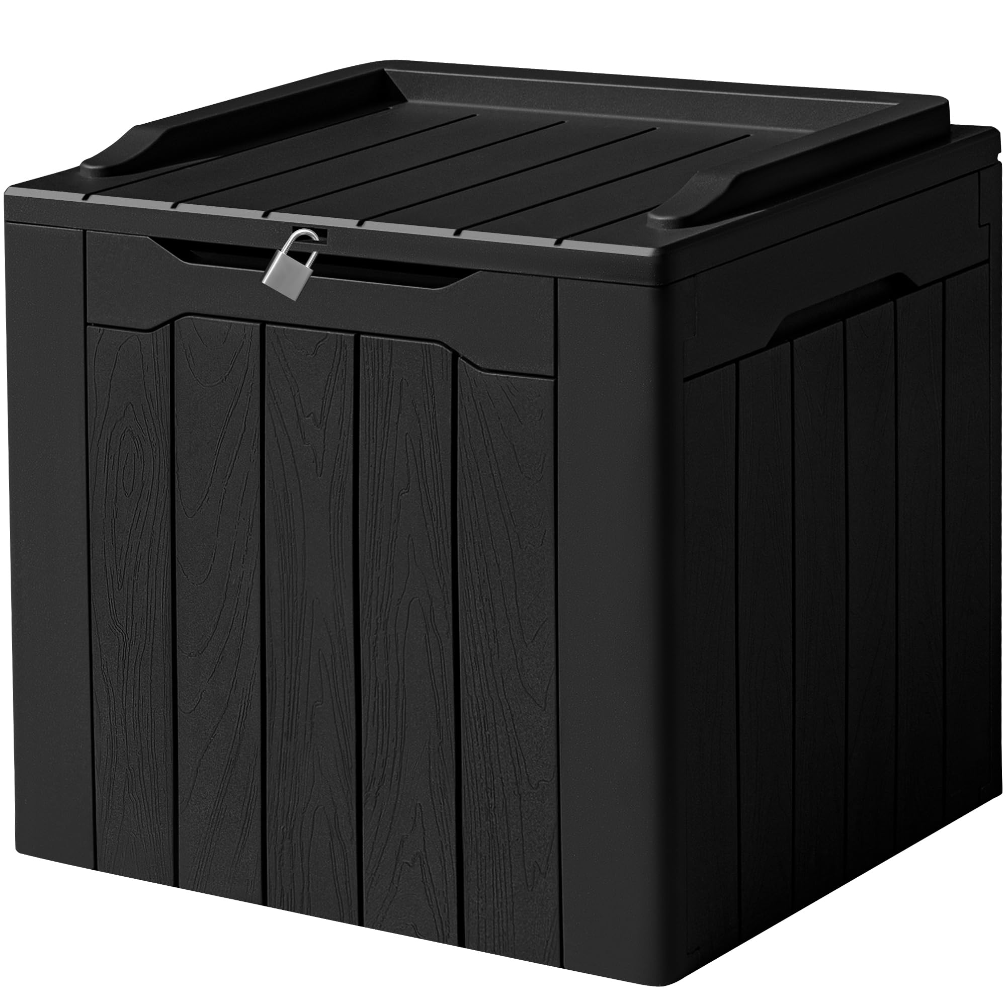 Devoko 31 Gallon Waterproof Outdoor Storage Box Resin Deck Box Lockable and UV Resistant for Patio Furniture,Garden Tools (Black)