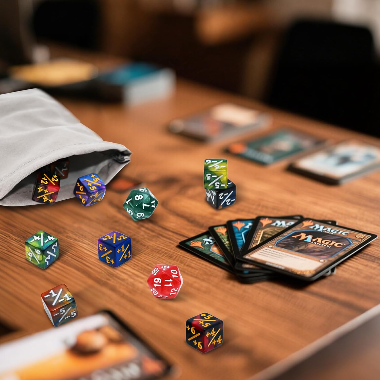 50 MTG Counters Dice Marble Bulk Spindown Life Counter Tokens Dice Buff Tokens Compatible with Magic Card Game Accessories CCG Creature Stats (Red&Blue, Green&Purple)