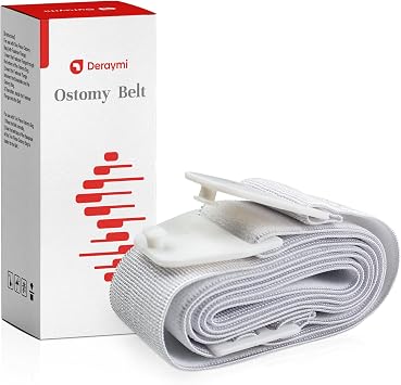 DERAYMI Adjustable Ostomy Belt, Securely Holds Ostomy Pouch Bags in Place, Waterproof Reusable Ostomy Waistband Strap and Buckle to Support Colostomy Bags