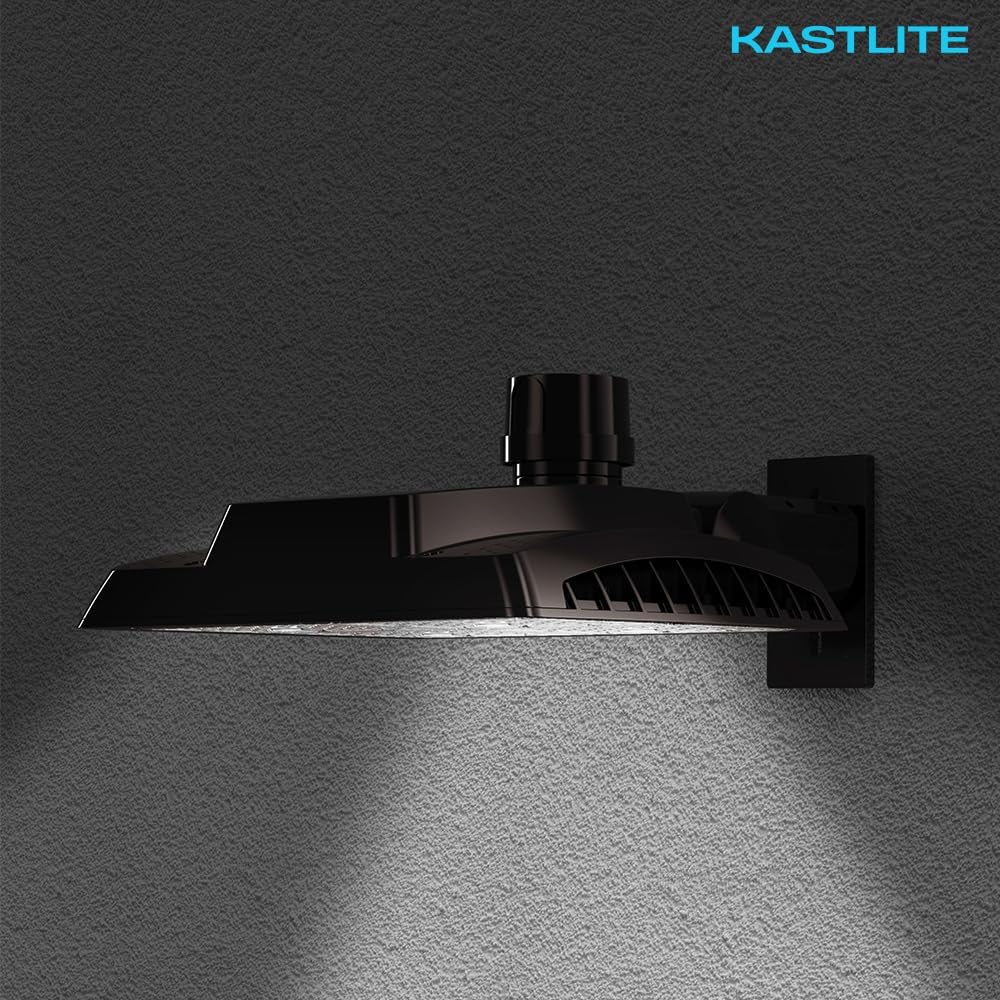 KASTLITE 150-Watt LED Dusk to Dawn Commercial Flood Light, 20000 Lumens | Wall & Ground Mount Photocell Spotlight, Parking Area & Outdoor Security Lighting | Die Cast Aluminum, Bronze