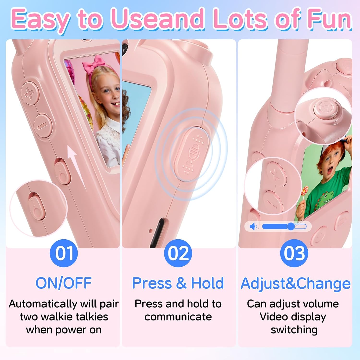 Video Walkie Talkies for Kids 2 Pack - WiFi No Internet Needed, 500m Range, Voice Changer & Picture-in-Picture, Rechargeable Kids Walkie Talkies for Indoor/Outdoor, Best Gift for Boys Girls - Image 3