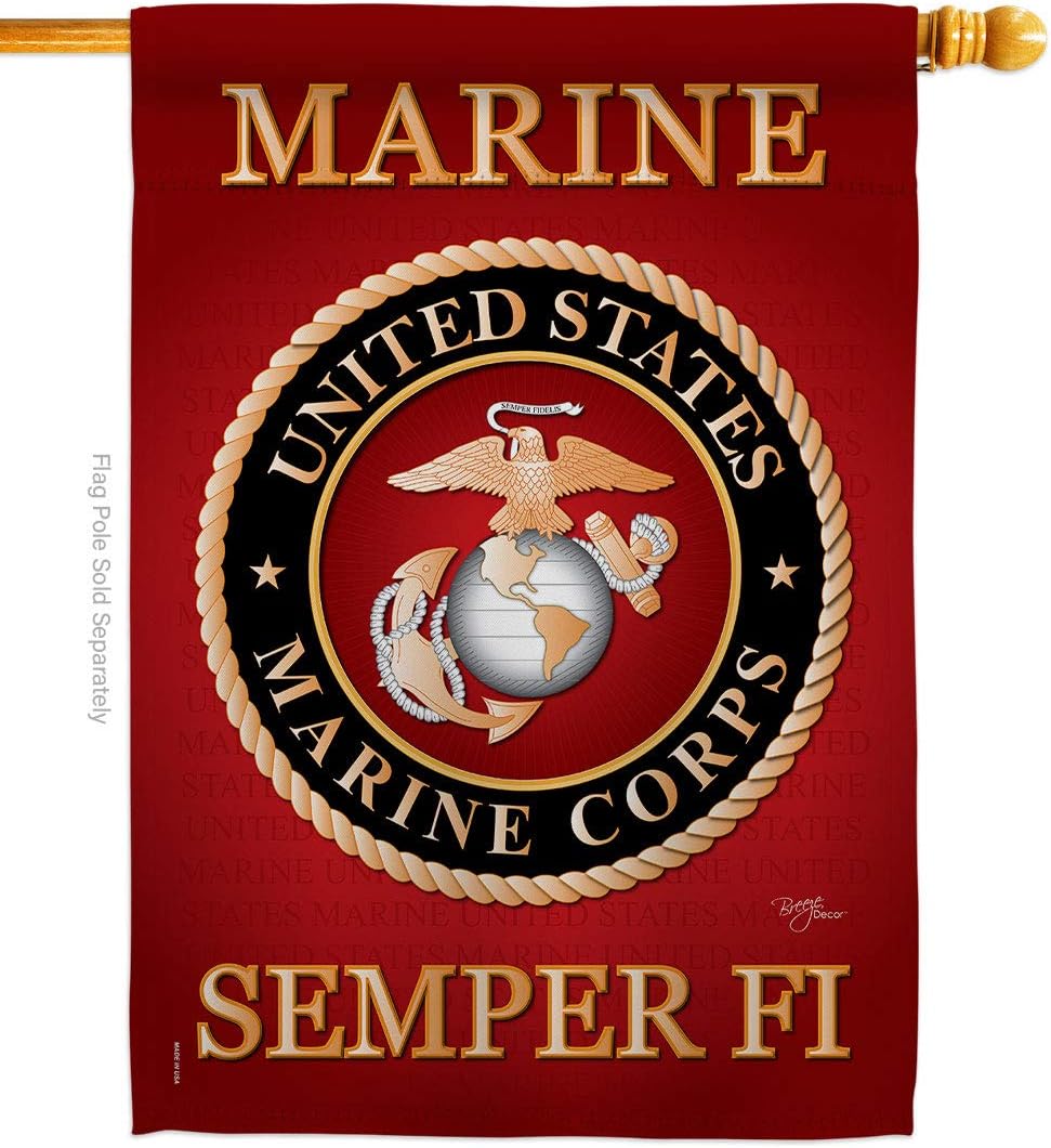 US Marine Corps House Flag Tapestry Home Decor USMC Semper Fi Armed Forces Memorabilia Banner United State American Decorations Official Retire Outdoor Military Remembrance Veteran Gifts Made In USA