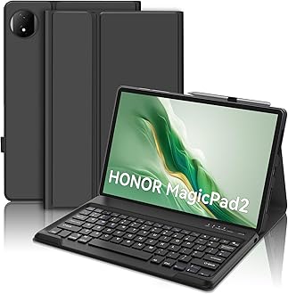 JADEMALL Keyboard Case for Honor MagicPad 2 12.3", Wireless Magnetic Detachable Bluetooth Keyboard(UK Layout), Premium PU Leather Cover with Pencil holder for HONOR MagicPad 2 12.3-inch Tablet, Black