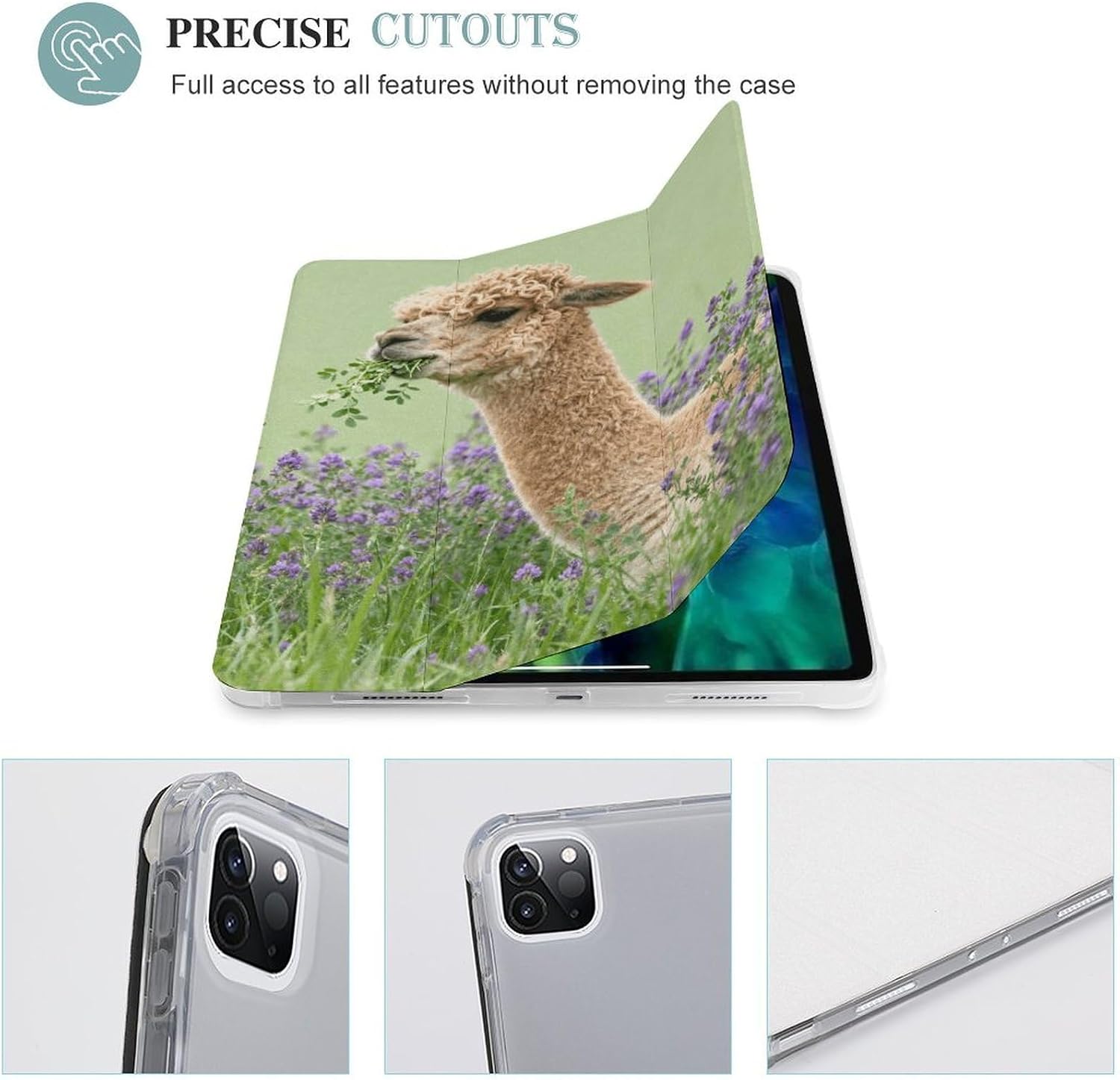 Alpaca Eating Alfalfa 12.9 in Trifold for iPad Case with Pencil Holder image 4