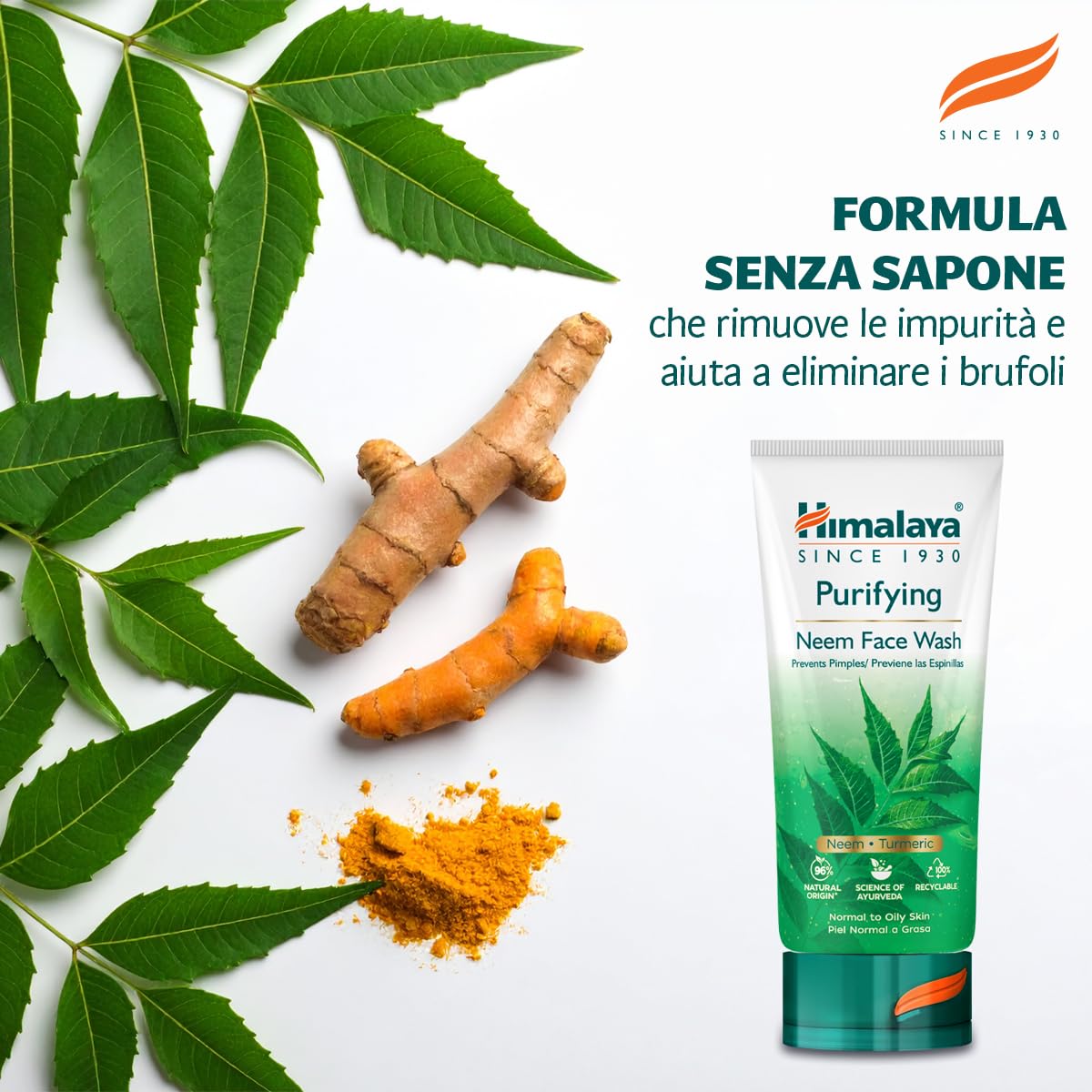 HIMALAYA HERBALS Neem Gel detergente viso purificante al Neem, 2 unità x 150 ml, l'imballaggio può variare